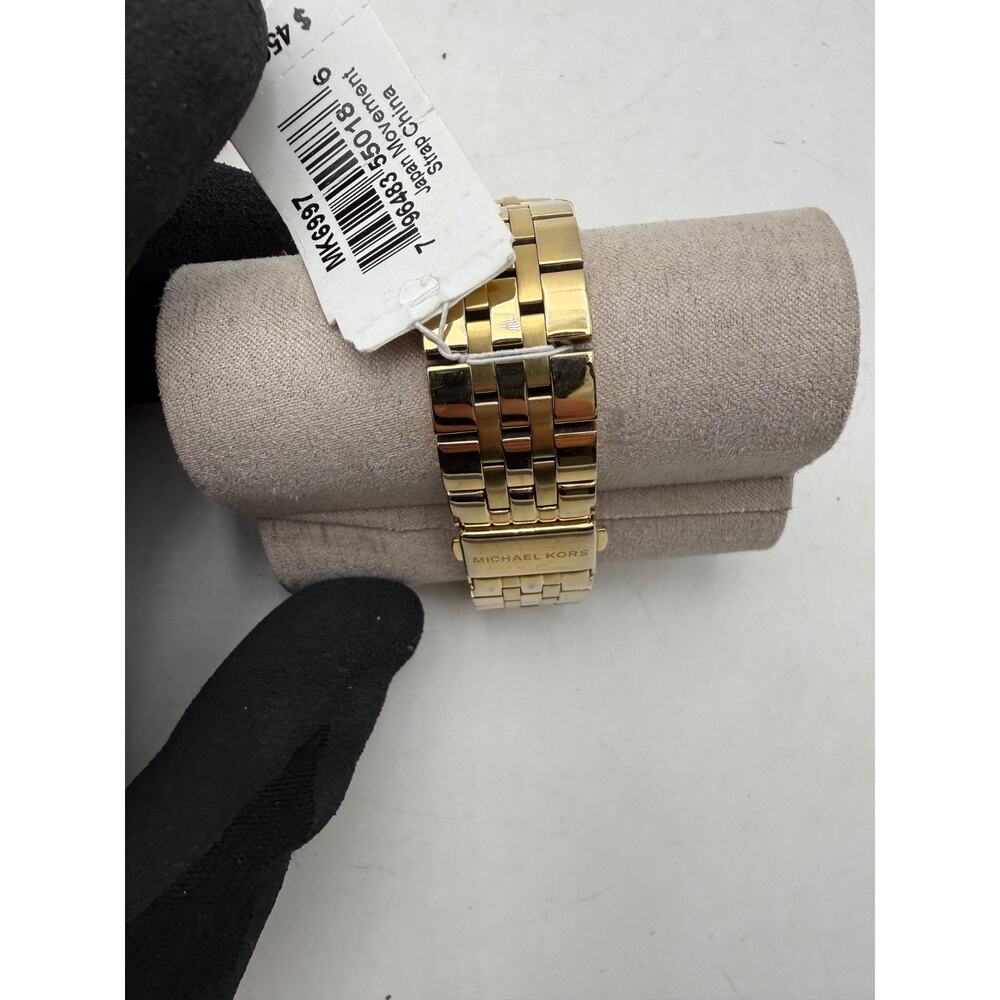 Michael Kors MK6997 Gold Tone Chronograph Watch Crystal Dial Date Women’s Box - Picture 5 of 11